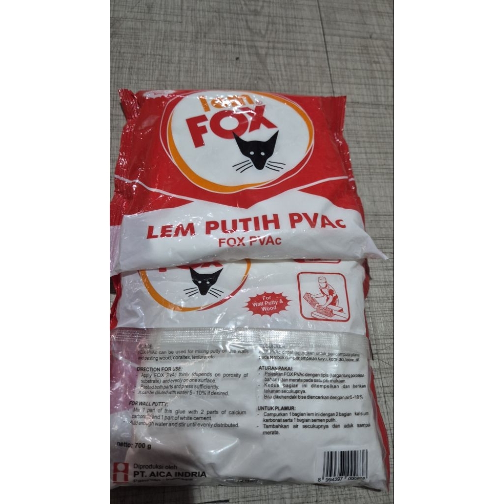 

lem kayu/lem putih merek fox. isi 700 gr. harga murah. isi bnyak