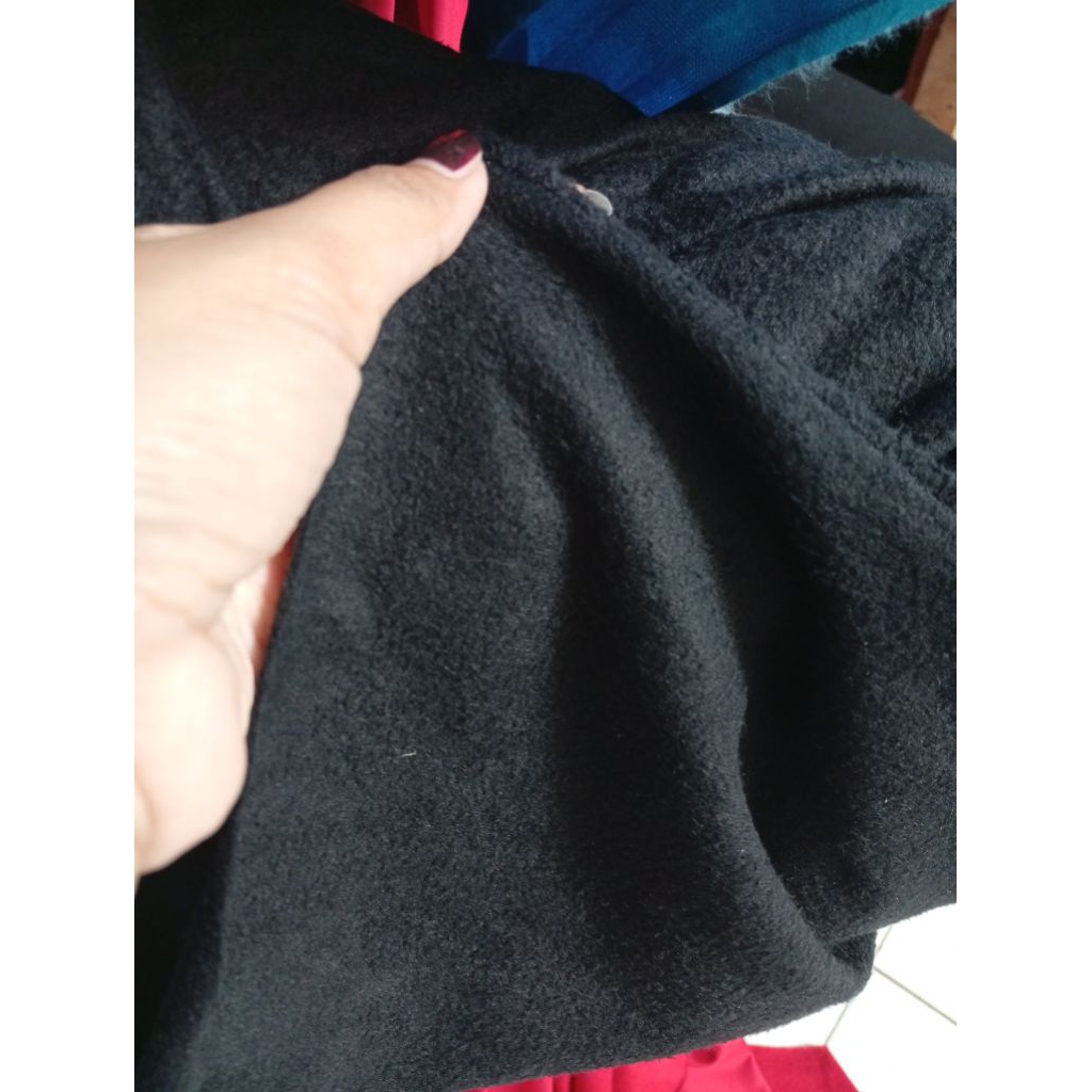 PER KILO Kain Polar Emen Hitam Bahan Lapisan Dalam Jaket Kain Hangat TERMURAH