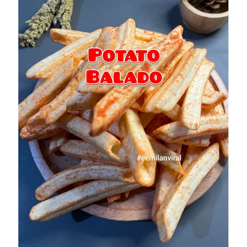 

Cemilan Viral Potato Original & Balado Pedas Kriuk Renyah Krupuk Food Snack Kerupuk