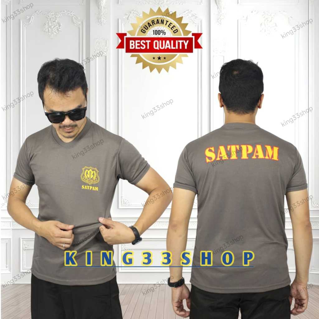 Kaos Satpam Security Terbaru Lengan Pendek WARNA COKLAT Kerah Pendek