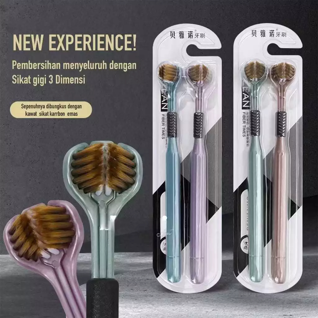 New Viral !!! Sikat Gigi Dewasa Sikat 3D Tiga Sisi Spesial Ultra Lembut Bersih Toothbrush Gusi Sensitif & Behel Kawat Gigi 2 In 1