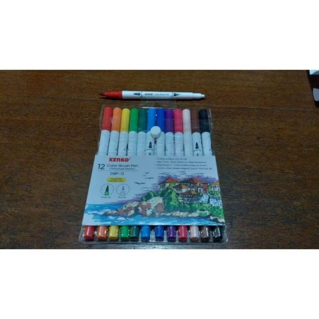 

[1 SET] COLOR BRUSH PEN DBP-12 KENKO / PENA KUAS WARNA DUAL TIP PENA+KUAS (BRUSH+FINE TIP) 2IN1