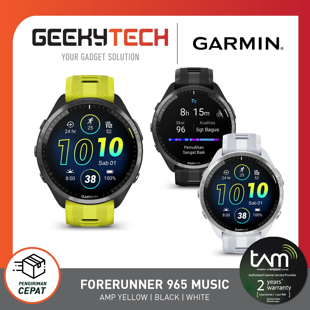 Garmin Forerunner 965 Smart Watch AMOLED - Garansi TAM
