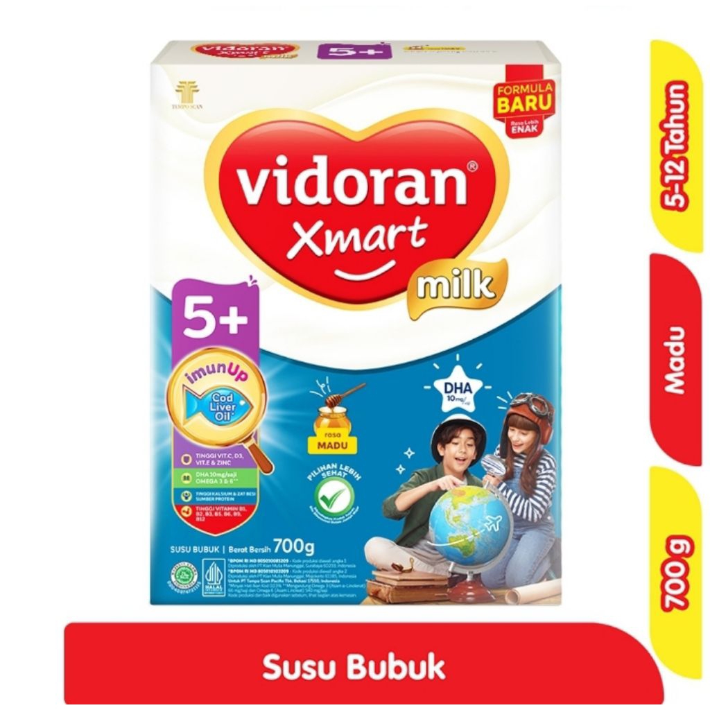 vidoran Xmart 5+ Susu Pertumbuhan Anak5-12 Tahun Madu 700 g