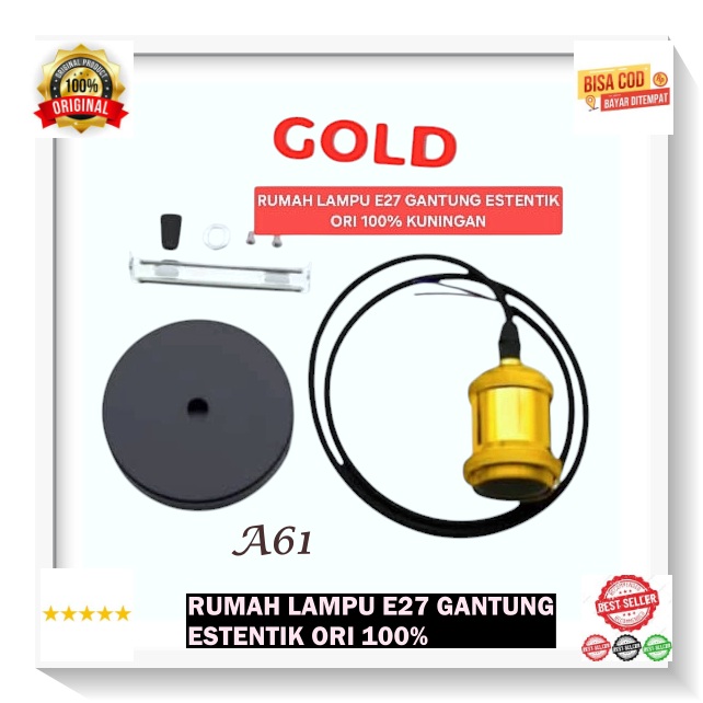 A61 FITING PLAFON FITING GANTUNG RUMAH LAMPU E27 GANTUNG FITTING ESTENTIK ORI 100% KUNINGAN MODEL RE
