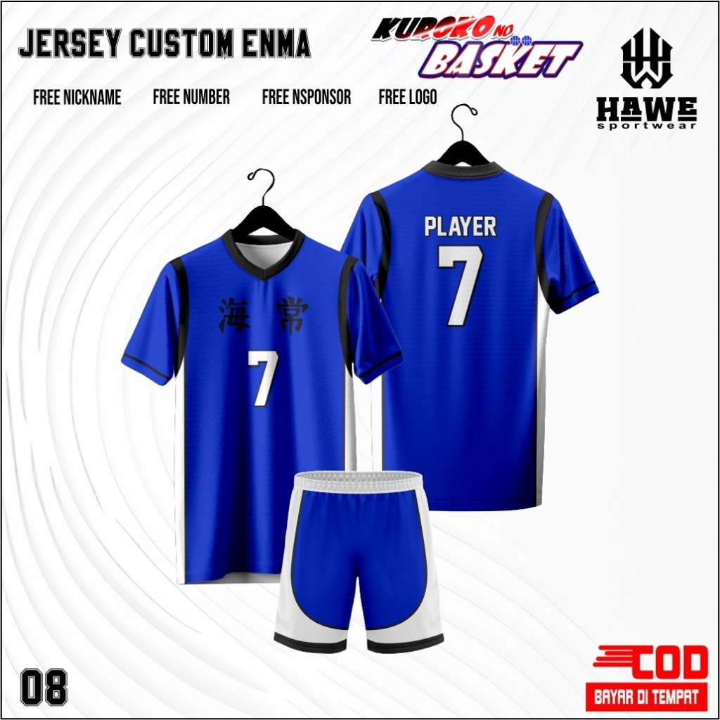 JERSEY CUSTOM ANIME  KUROKO BASKET 08 TERBARU  2025 Premium Gratis Pasang Nama