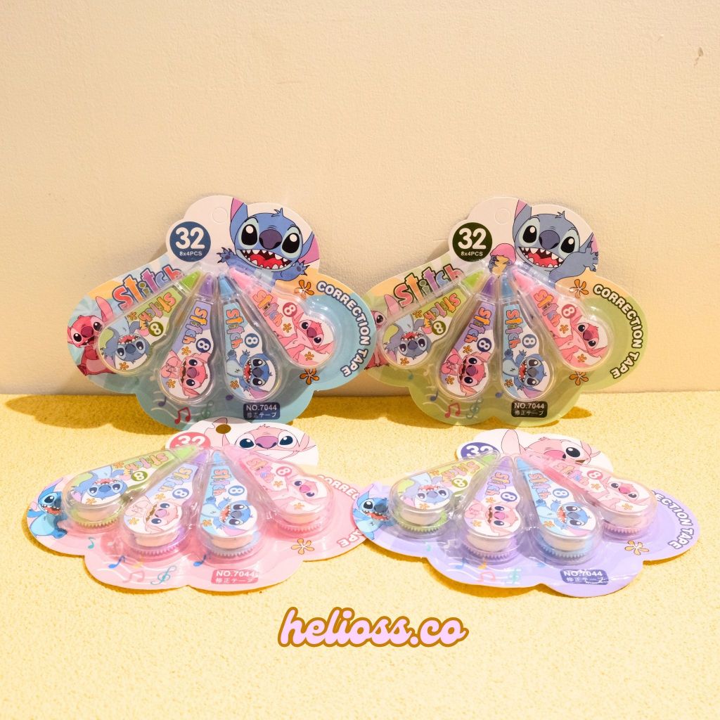 

CORRECTION TAPE STITCH MINI 1 SET ISI 4 PCS TIP EX 4 IN 1 STITCH PENGHAPUS PULPEN ERASER PEN TIP X MINI LUCU TERMURAH HELIOSS.CO