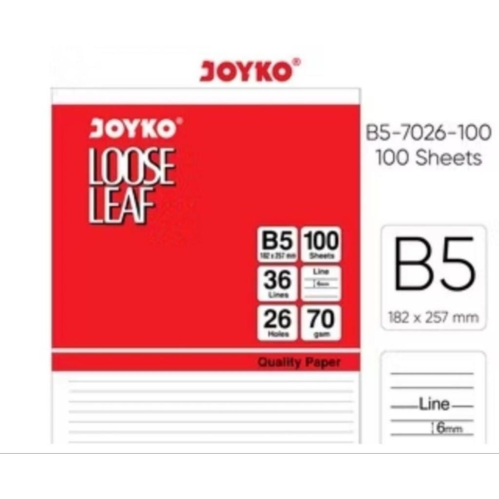 

Loose leaf Kertas Isi File Binder Joyko B5-100 Bergaris