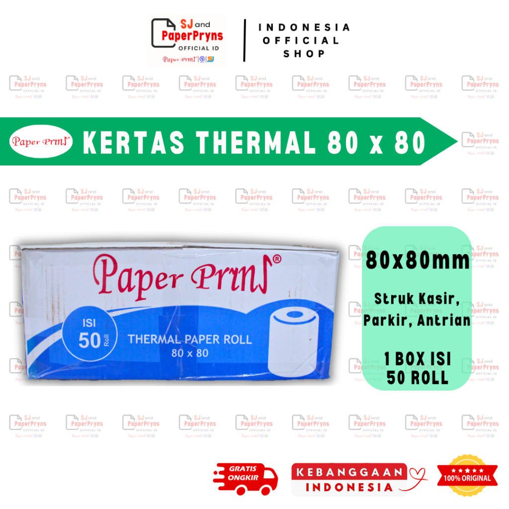 

(BOX) PAPERPRYNS Kertas Thermal Roll Struk 80 x 80mm (Varian Biru)