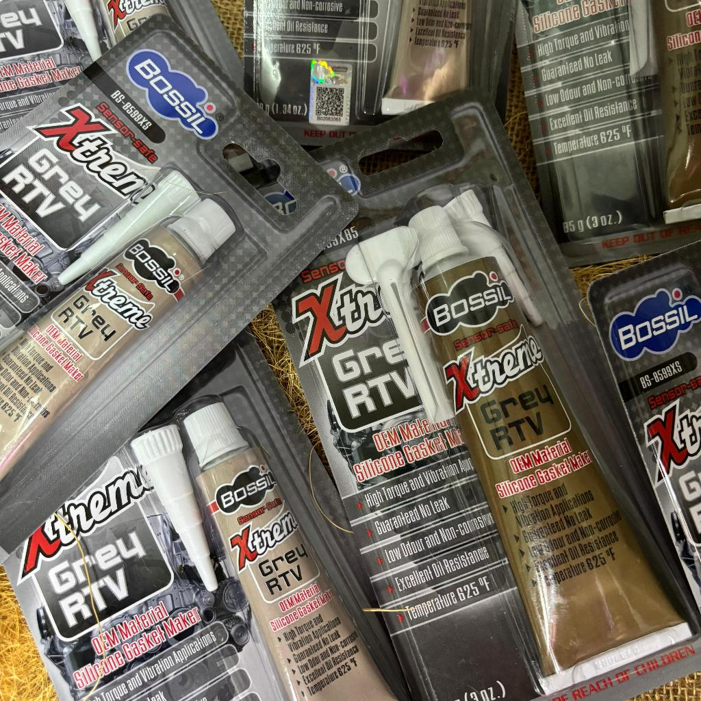 BOSSIL – (38Gr, 85gr )LEM BOSSIL XTREME GREY RTV KUAT TAHAN PANAS UNTUK MESIN DAN GASKET 38 GRAM 85 GRAM