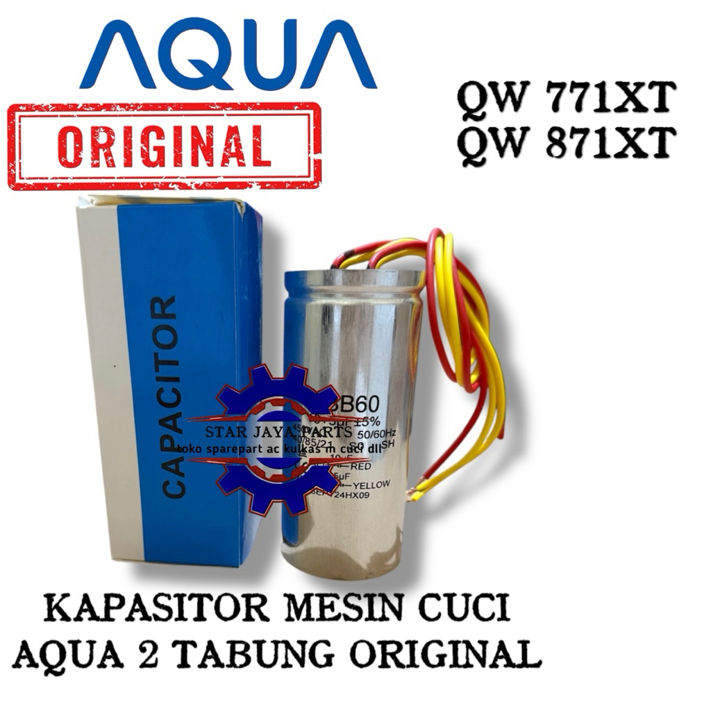 KAPASITOR AQUA ORIGINAL 7-8 Kg QW 771XT 871XT CAPACITOR MESIN CUCI AQUA 2 TABUNG QW771XT 871XT