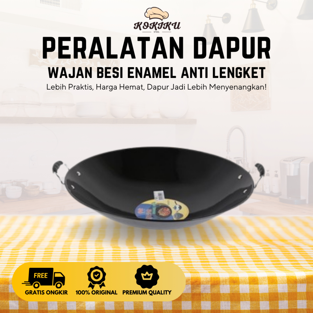 Kokiku Steel - Wajan Besi Enamel/Wajan Penggorengan/Wajan Tebal/Wajan Anti-Lengket 503