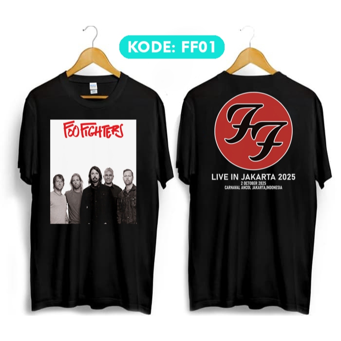Kaos foo fighters live in jakarta 2025 bahan katun premium ff01
