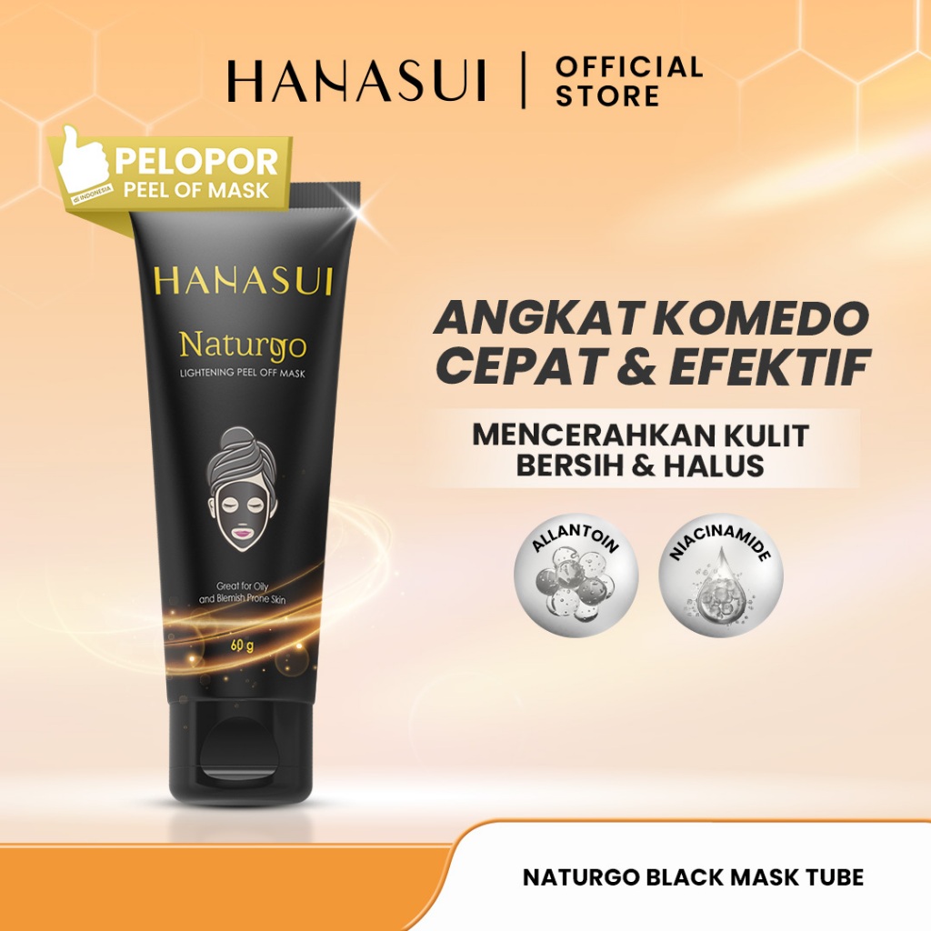 Hanasui Naturgo Black Peel Off Mask Tube - Masker Hitam Angkat Komedo & Sel Kulit Mati Bersih, Halus