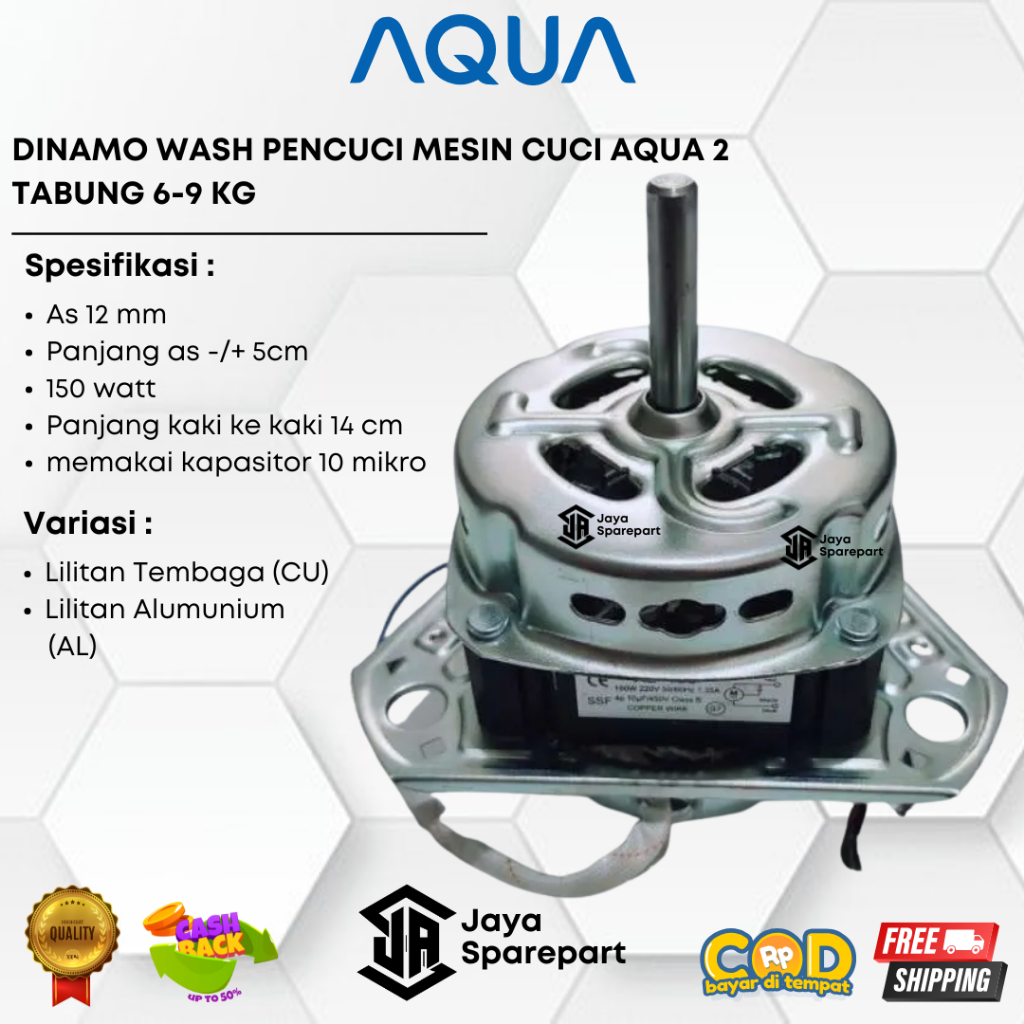 Dinamo Wash Pencuci Mesin Cuci Aqua 2 Tabung 6-9 Kg