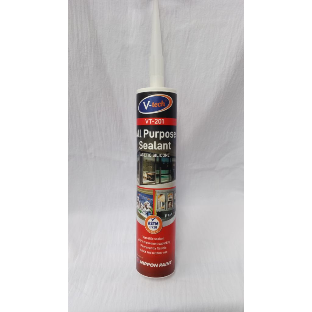 Vtech All Purpose Sealent VT201/ Sealent Kaca (Acetic Silicone)/ Lem Kaca/ Lem Silikon