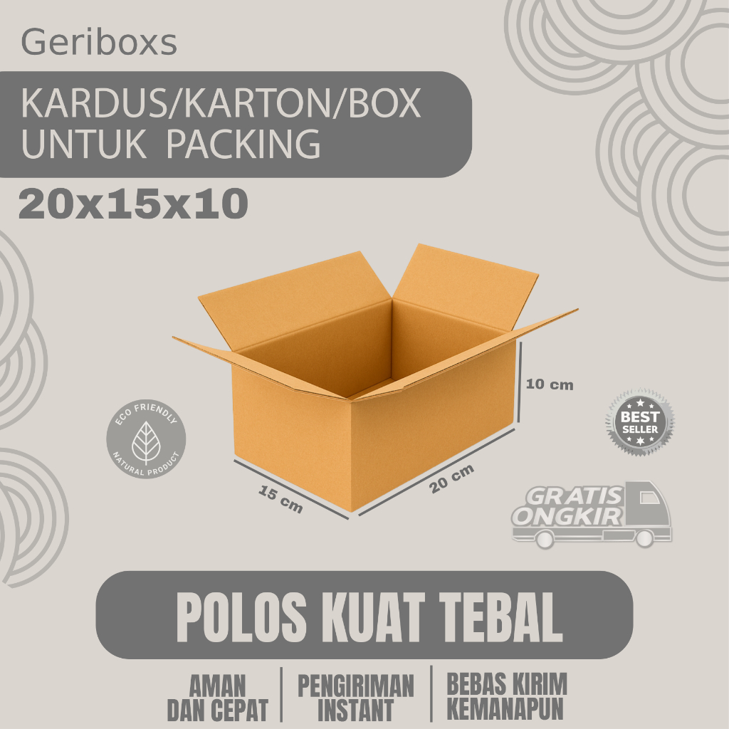 

Kardus Packing Ukuran 20x15x10 Polos Box Cogurated tebal kuat termurah
