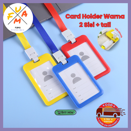 

FM ID Card Holder Warna Plastik Name Tag Clear Card Vertikal Gantungan Kartu ID Card