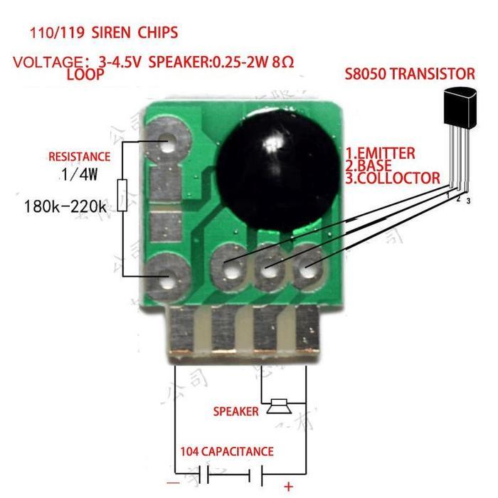 Chip Audio IC Suara Sirine Polisi / Pemadam kebakaran Tanda Bahaya