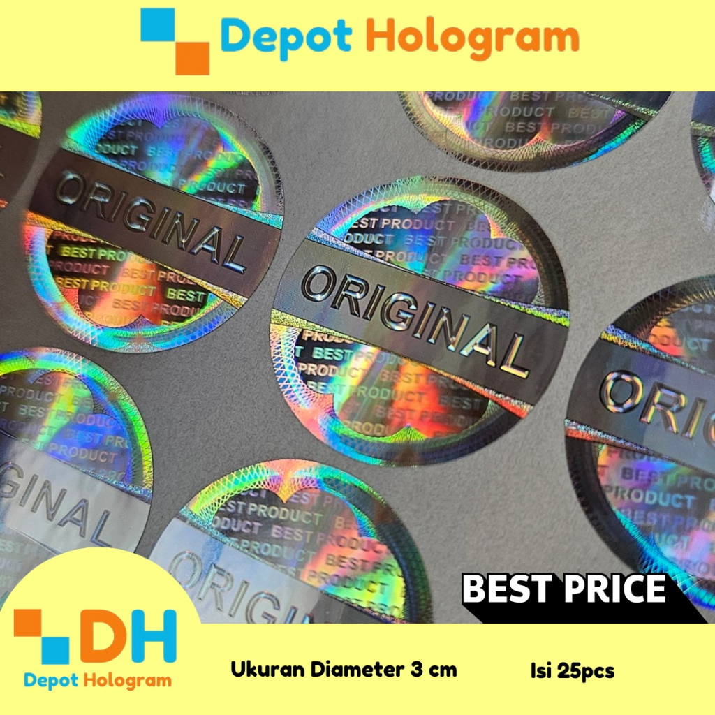 

Paket Stiker Hologram 3D Original bulat 3 cm Silver - 240 lbr