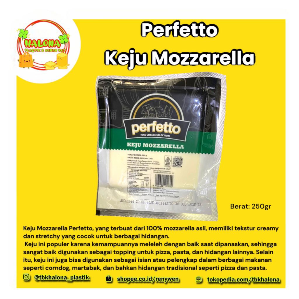 

Keju Mozzarella Perfetto 250gr