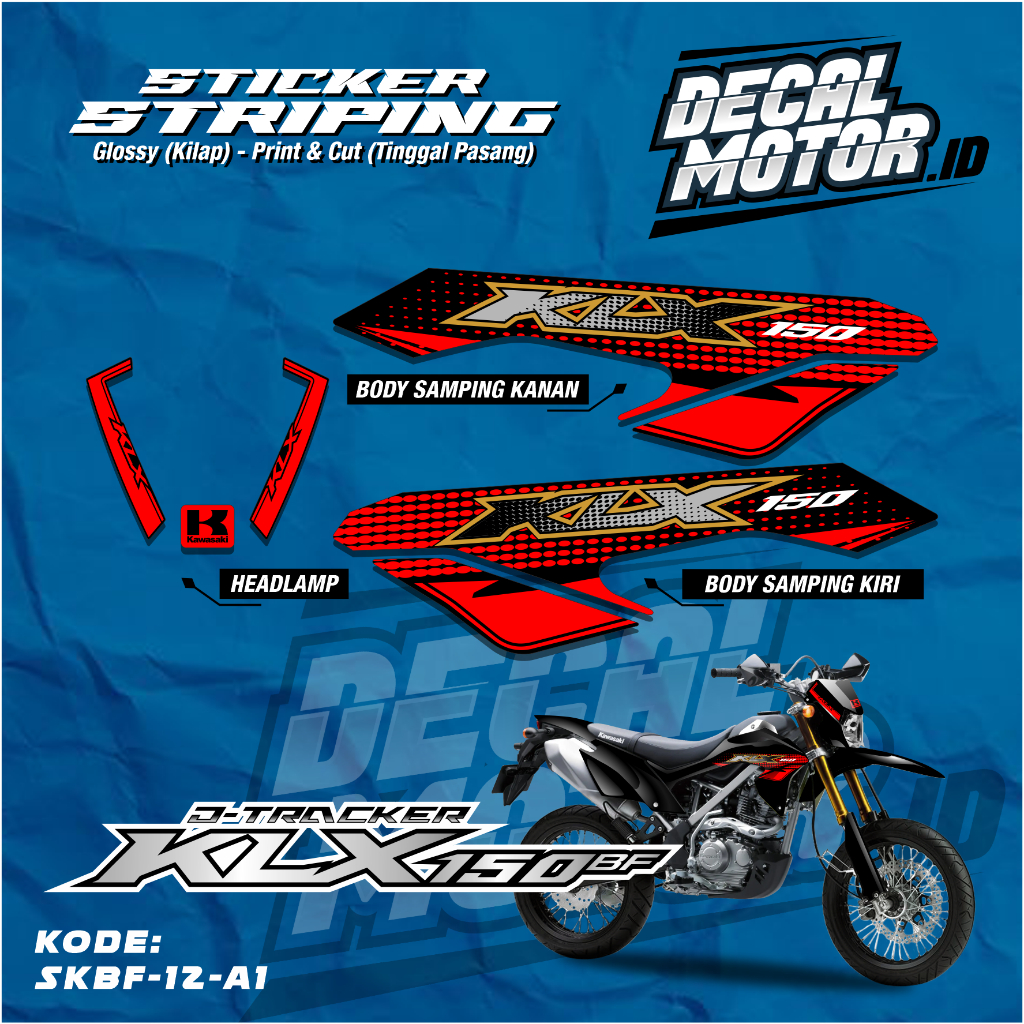 Sticker Stiker Striping Lis Variasi KLX 150 BF EXTREME - DECAL KLX BF Semi Full Body - Striping Kawa