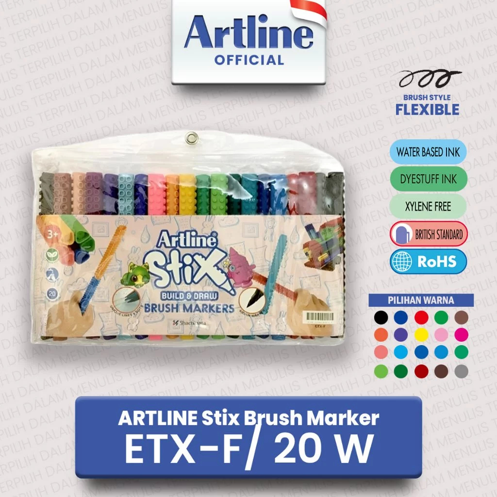 

(LIVE) ARTLINE STIX Spidol Brush Marker Pen Kuas Lettering Calligraphy SET 20 Warna ETX-F/20W