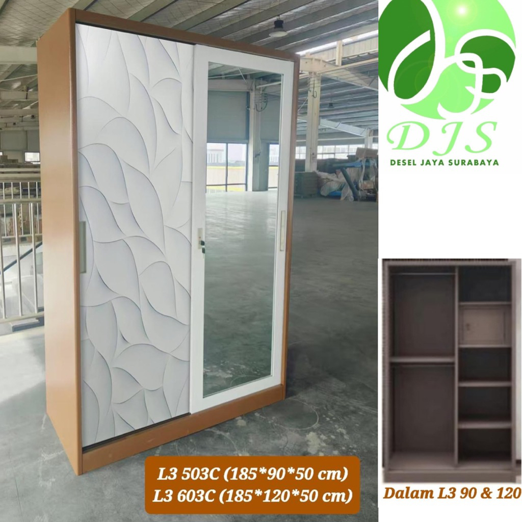 Lemari Baju Sliding Besi Type L3- Coklat - Lemari Baju Sliding - Almari Baju sliding - Lemari Baju 2