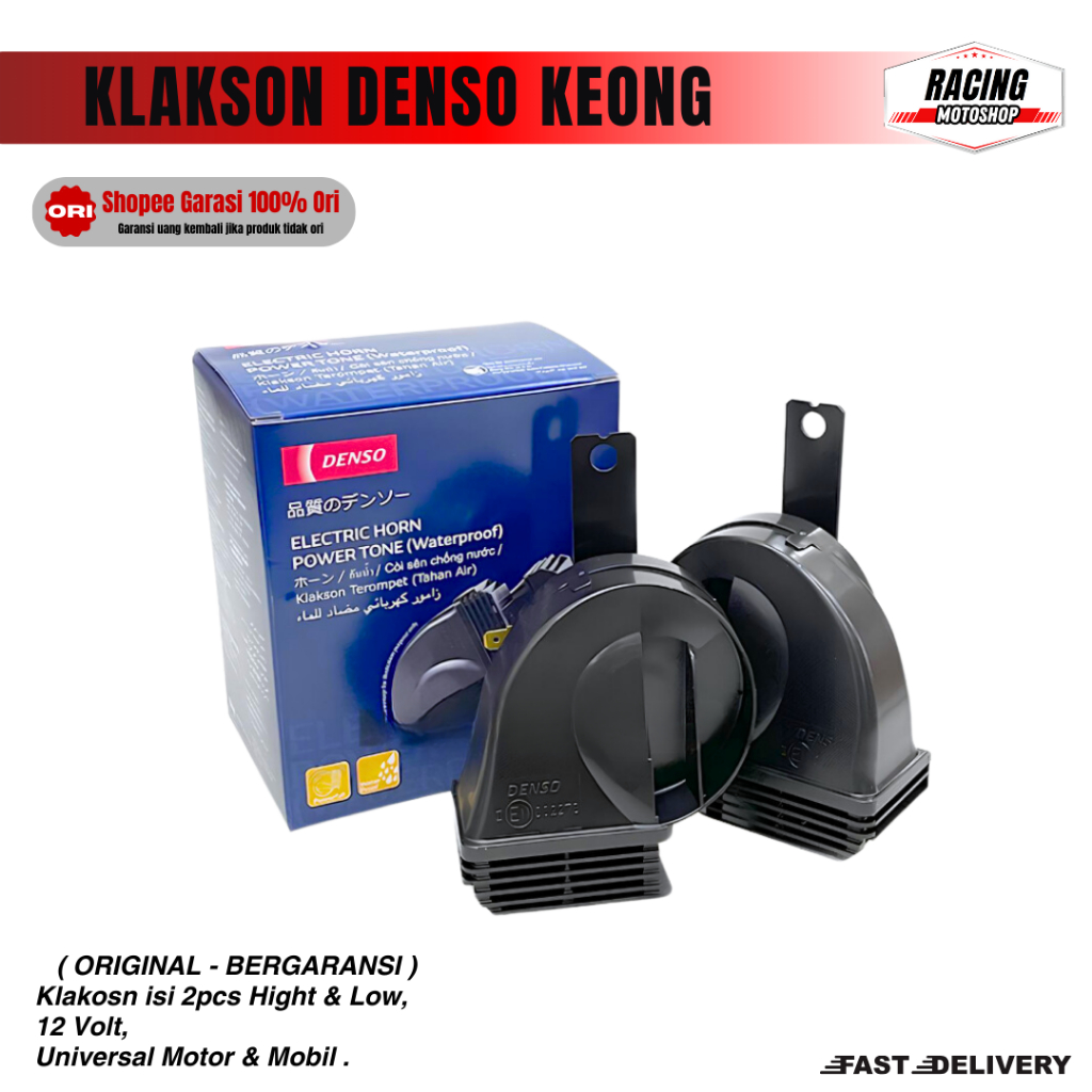 KLAKSON KEONG DENSOO Waterproof 12Volt TAHAN AIR - Untuk MOBIL & MOTOR Klakson sepeda motor - Keong