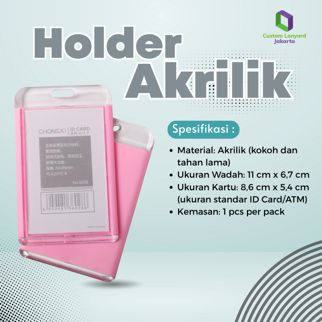 

id card holder AKRILIK warna tempat idcard wadah kartu akrilik warna pink