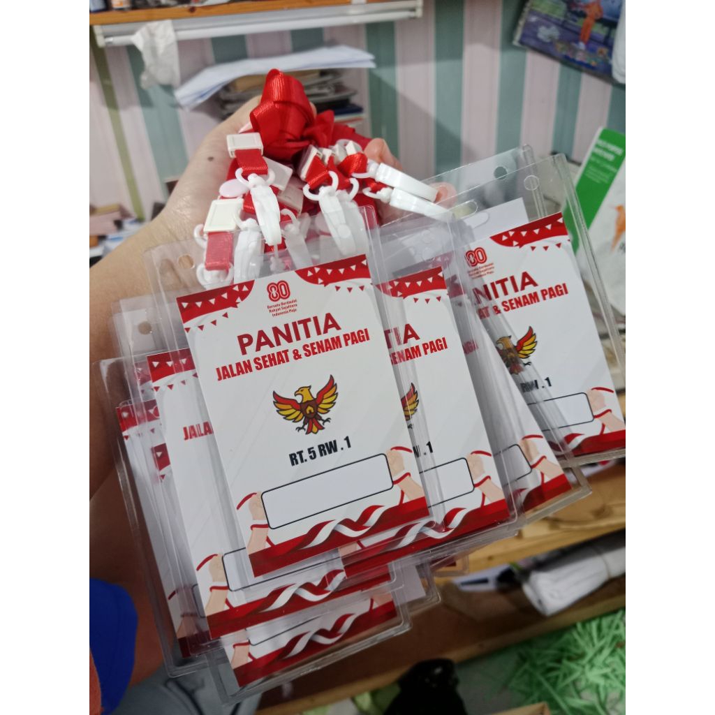 

Nama Tag Panitia Agustusan | id card panitia Custom sudah sama Kalung