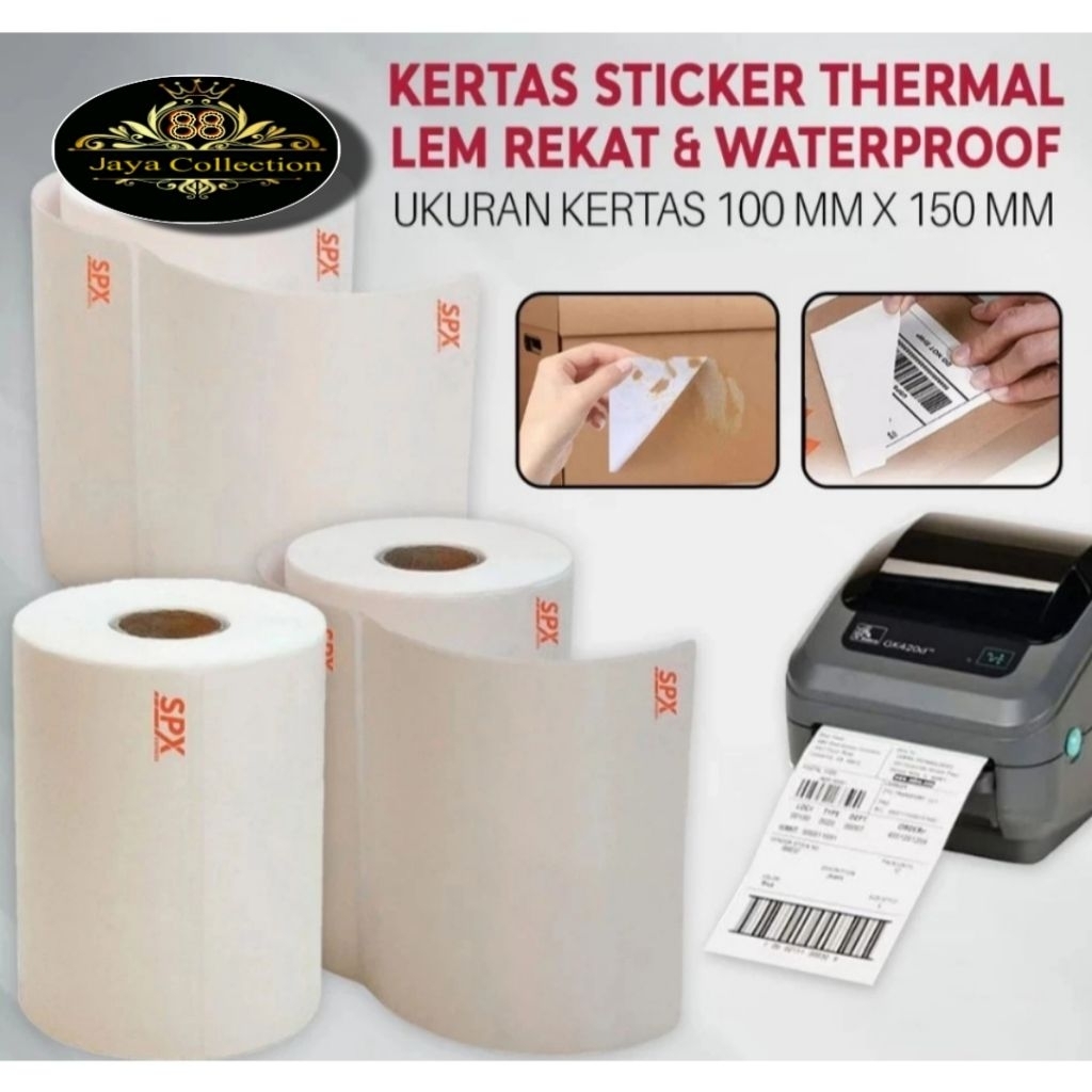 

1Dus Label Sticker Thermal Spx 100x120mm Barcode 250 Lembar ( 1 Roll ) Kertas