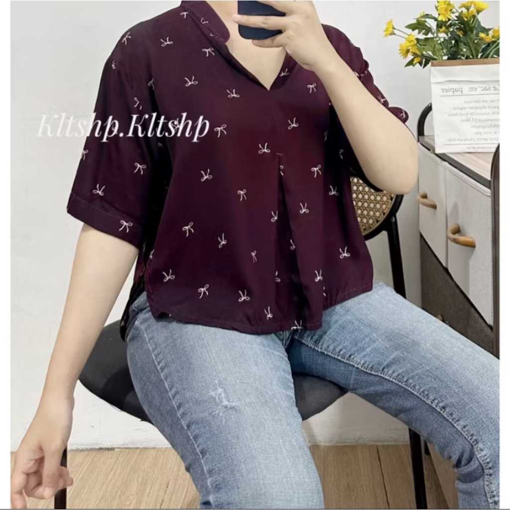KEMEJA RAYON WANITA LENGAN PENDEK KEKINIAN - KEMEJA CROPTOP WANITA LENGAN PENDEK