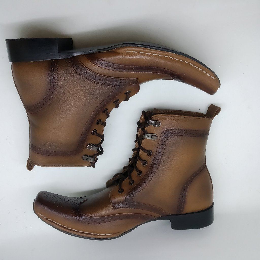 TokoShoesBandung- Sepatu Boots Formal Slip On Sepatu Cowok Tinggi Resleting Premium Jumbo Size 39-45