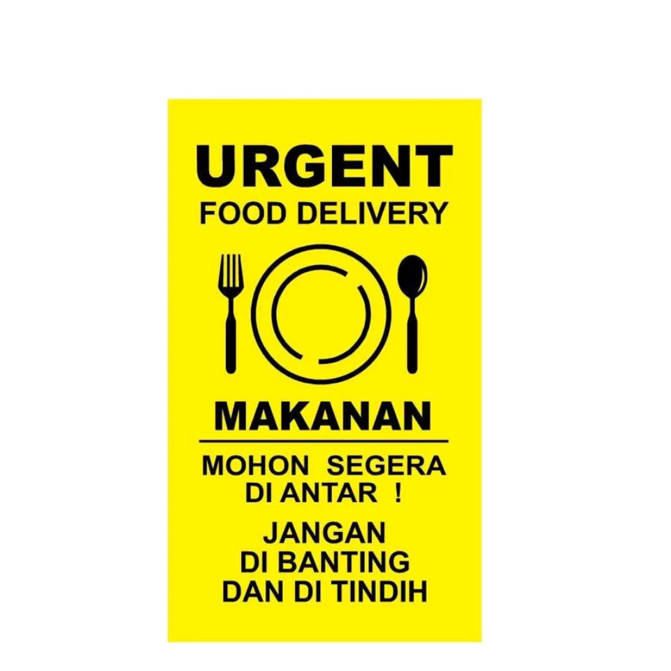 

STIKER FOOD DELIVERY KUNING uk 7.5 x 12.5 cm makanan fragile urgent delivery FW