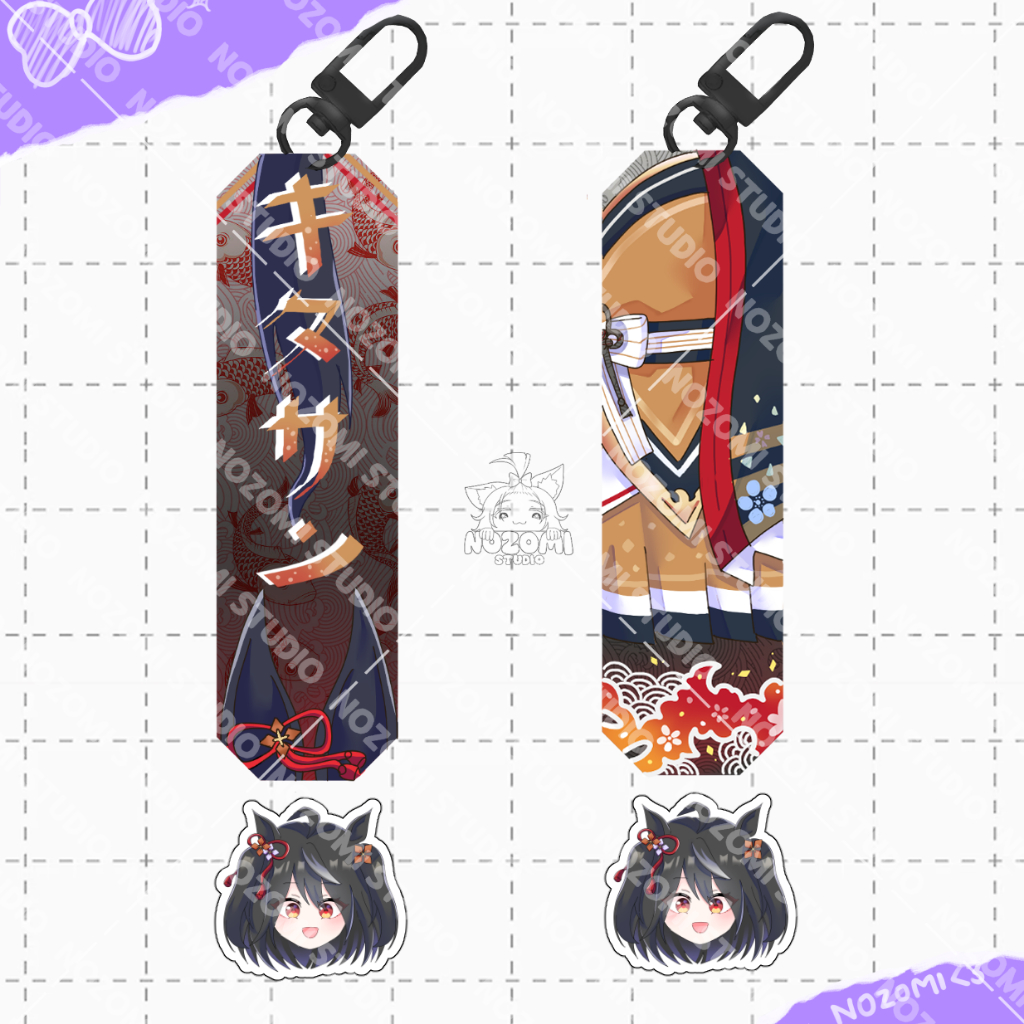 Ganci / Gantungan Kunci / Keychain Akrilik Typography ANIME UMA MUSUME KITASAN BLACK