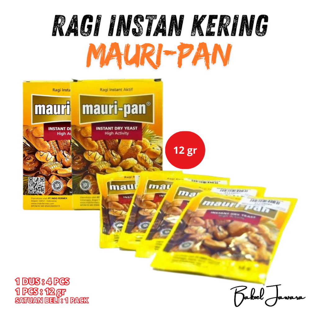 

( 1 PCS 12 gr ) MAURIPAN DRY YEAST LOKAL SACHET RAGI KERING INSTANT IMPORT / MAURI PAN KUNING GOLD