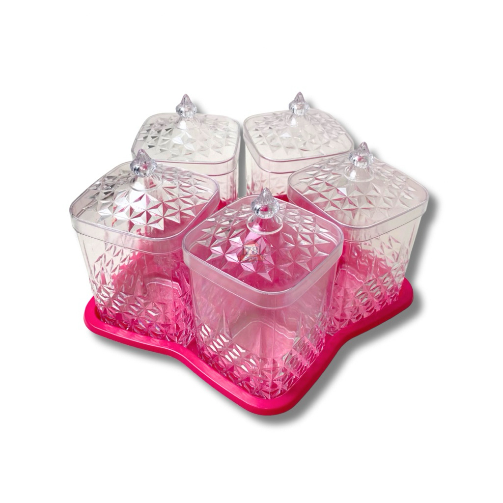 Toples Calista Belimbing 5 Set & 6 set Cemilan Kerupuk Kue Roti Toples Bahan Plastik Akrilik