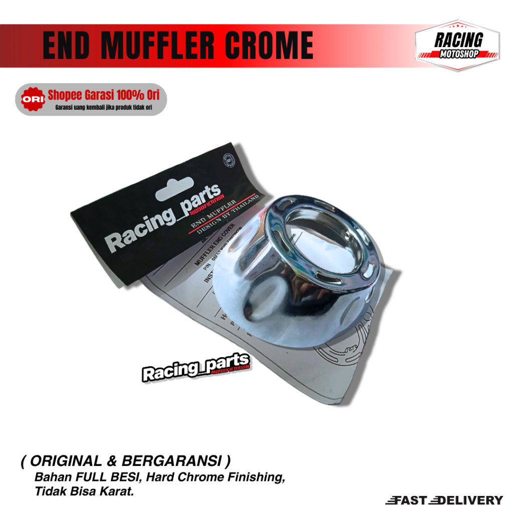 End Muffler end cup chrome moncong knalpot vario125 150 Pcx Asli Chrome original racing parts mufler