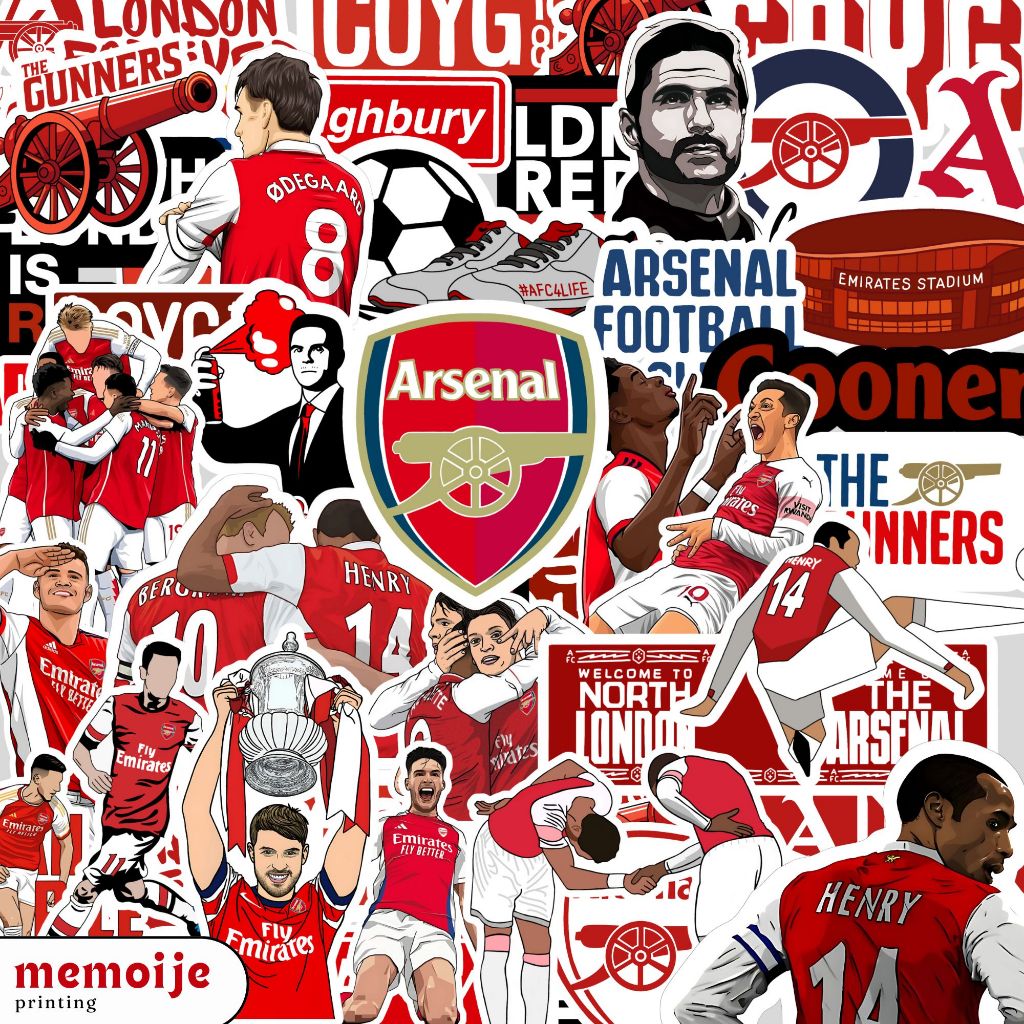 

(40+ PCS) Stiker Arsenal FC Vinyl Waterproof – Sticker Lucu untuk Laptop, Helm, HP, Motor