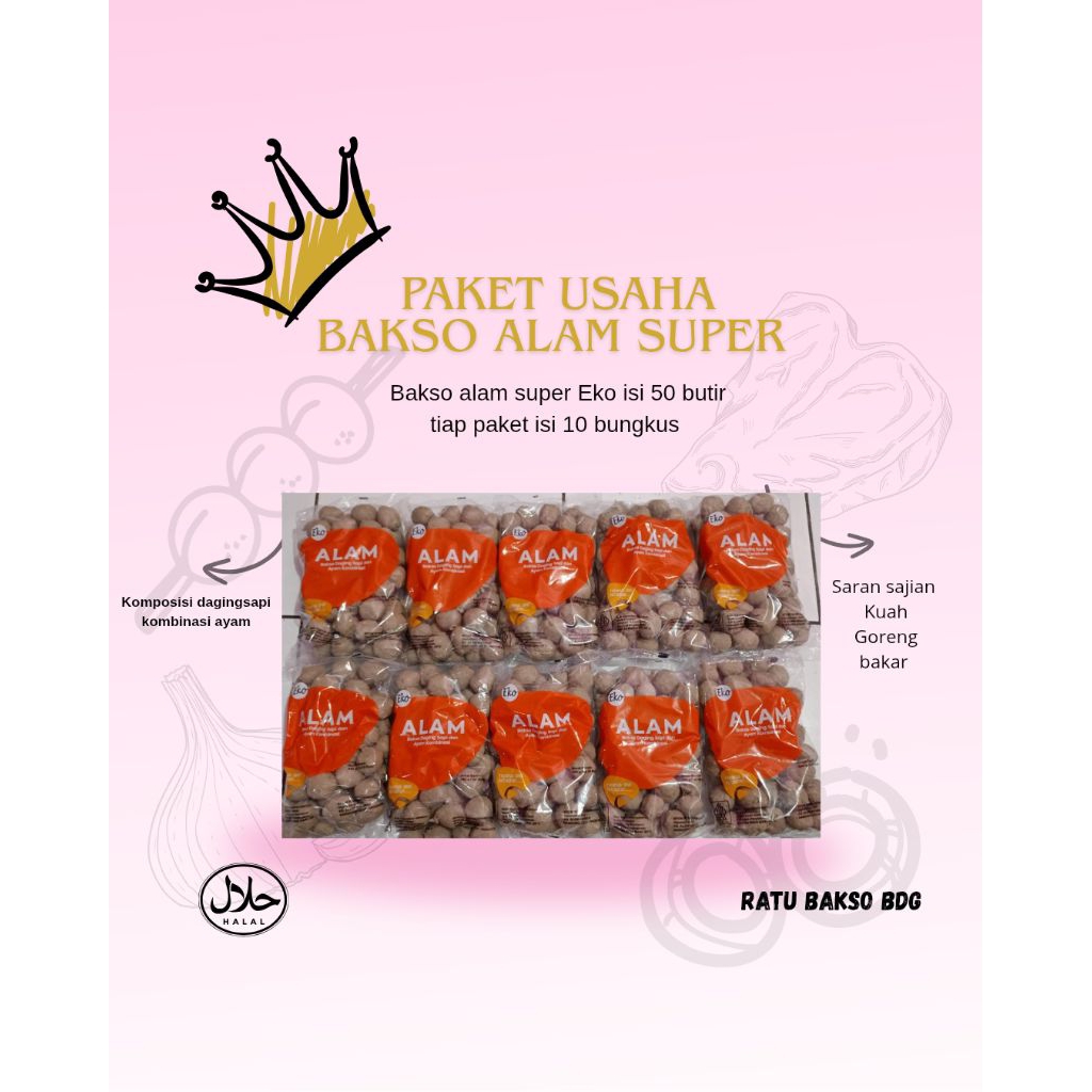 

paket usaha bakso alam super Eko isi 10 Bks (500 butir)