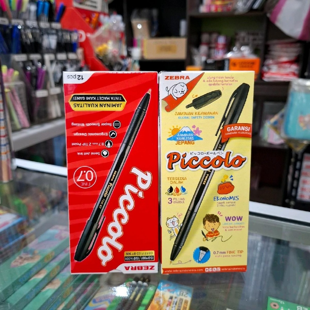 

1pack (12 pcs) Pulpen Piccolo 0.7mm anti macet hitam dan biru