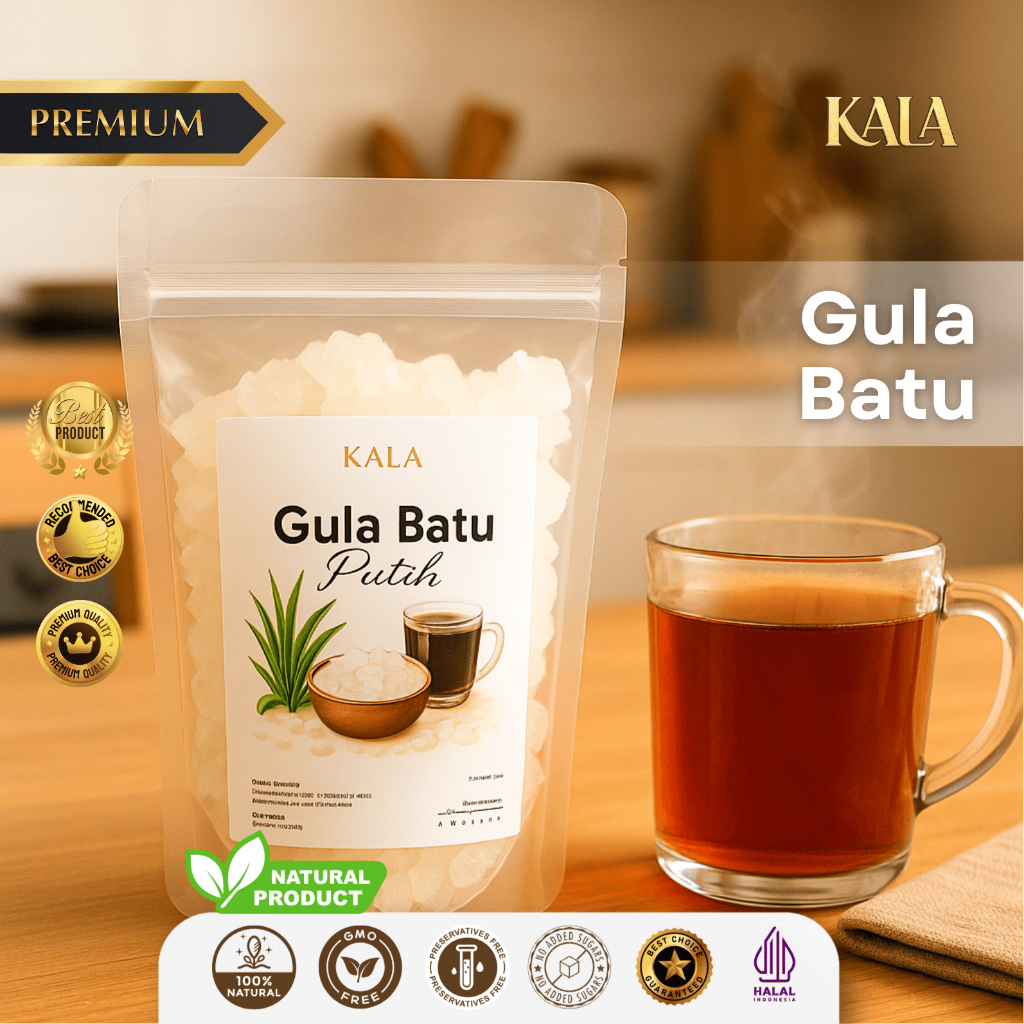 

KALA Gula Batu Organik Kristal Putih Rasa Lebih Lembut Cocok untuk Minuman, Wedang, dan Jamu