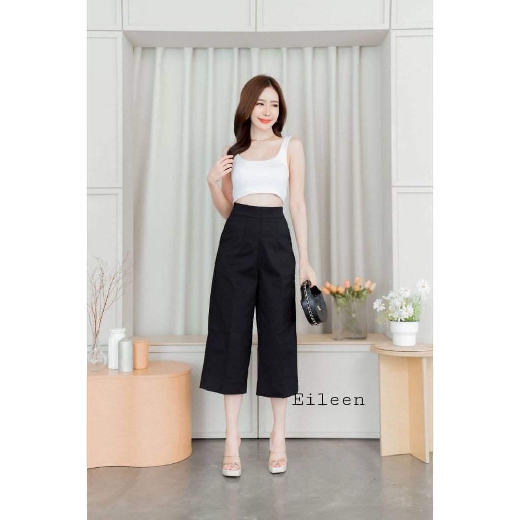 CELANA KULOT WANITA PANTS STRECHT 7/8 BAHAN KATUN DENGAN RESLETING BAGIAN SAMPING KIRI