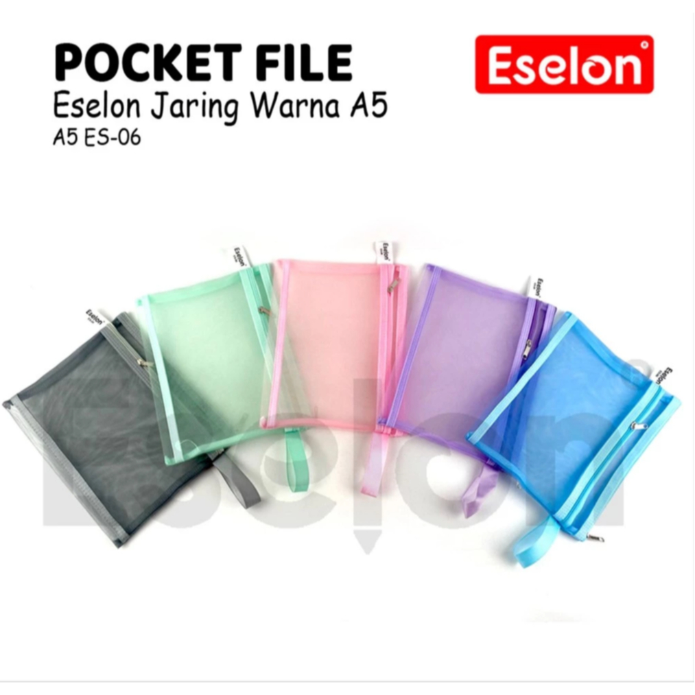 

Pocket File Jaring Transparan warna Pastel Es-05 2Resleting (1pcs)