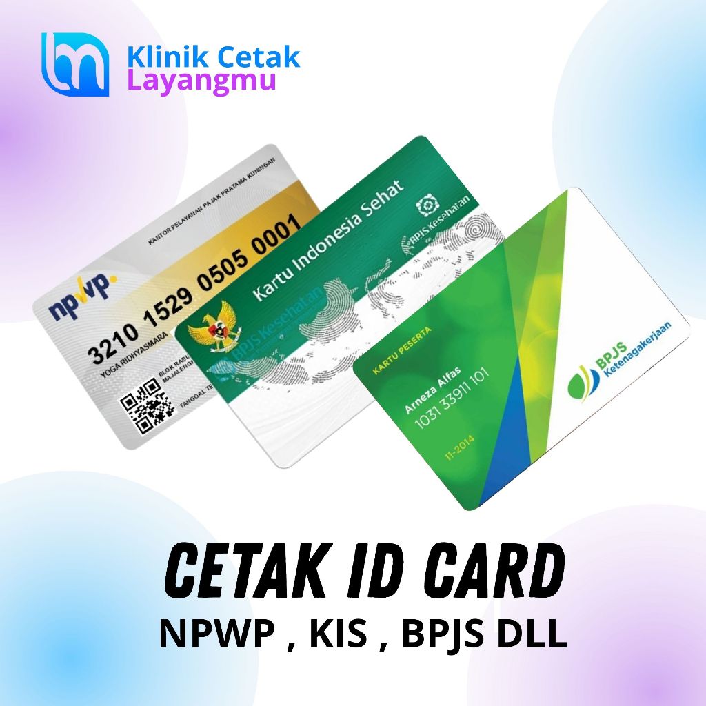 

Cetak kartu BPJS, Kartu NPWP, Kartu KIS , cetak kartu bahan PVC