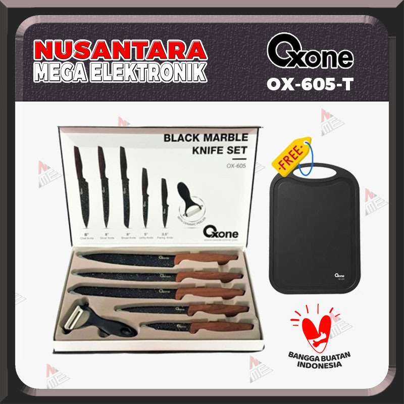 OXONE OX-605 Set Pisau Dapur Marmer Hitam Original
