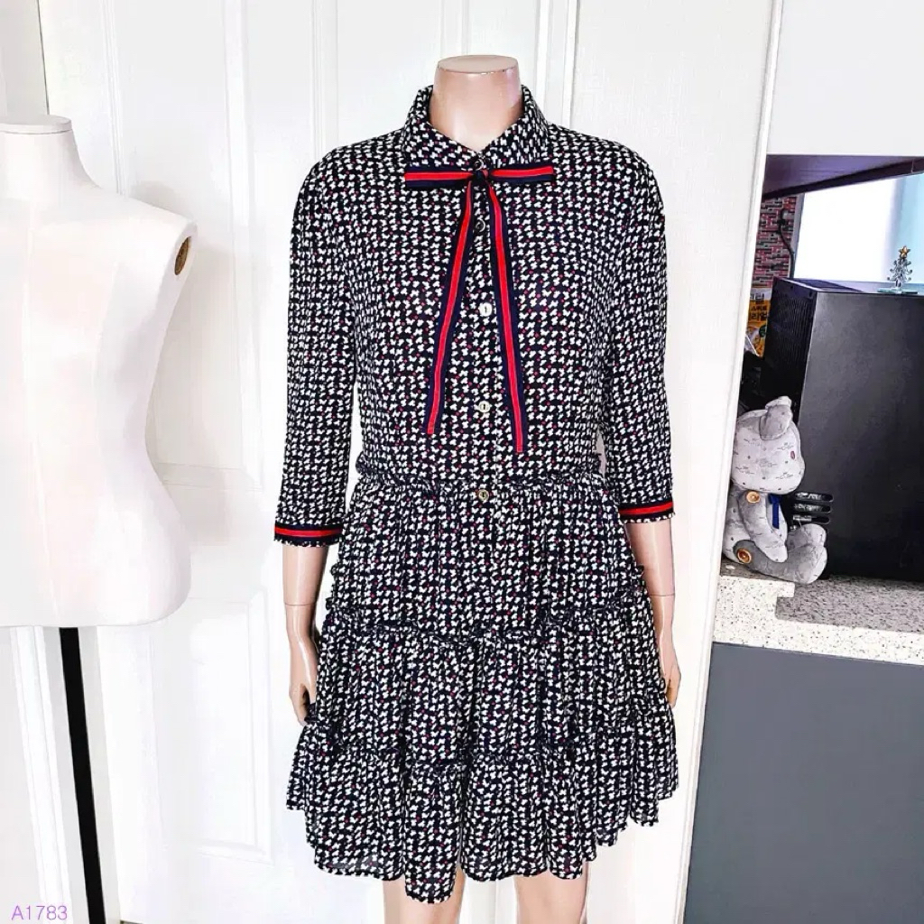 DRESS MINI SIFON NAGITA UMPAK MOTIF GUCCI KOREANSTYLE VINTAGE BKK