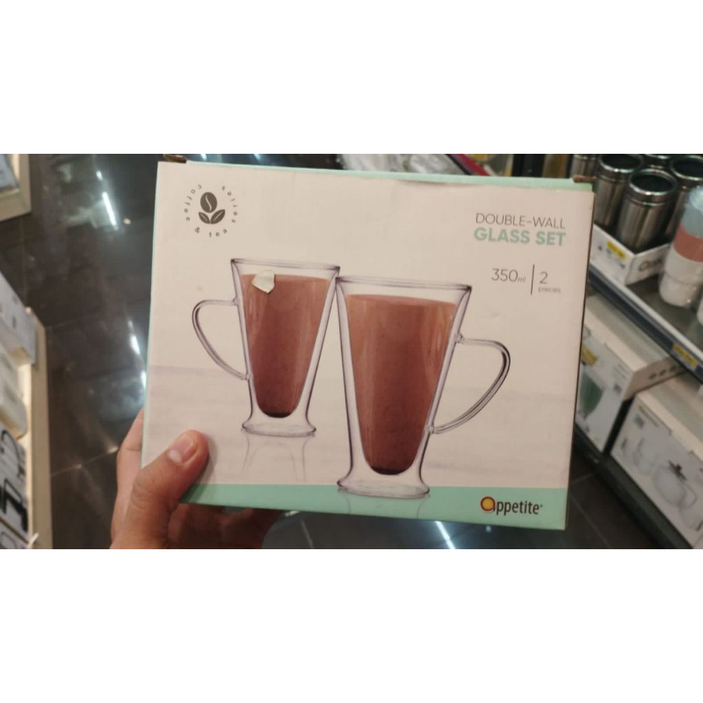 Gelas set informa/gelas ice coffe/gelas jus/Double wall glass set informa