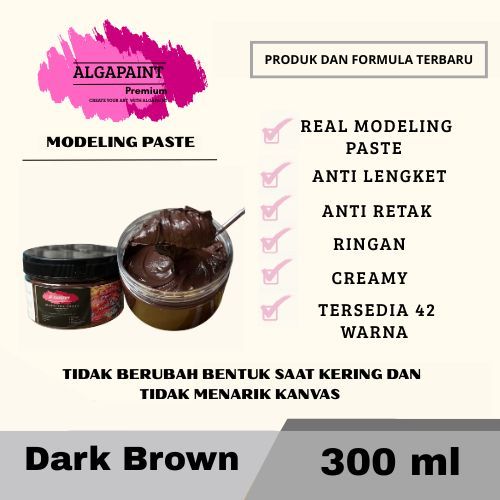 

Algapaint premium modeling paste DARK BROWN / sculpture / impasto /teksture art / tekstur / lukisan aesthetic / cat akrilik /painting / relief /water base